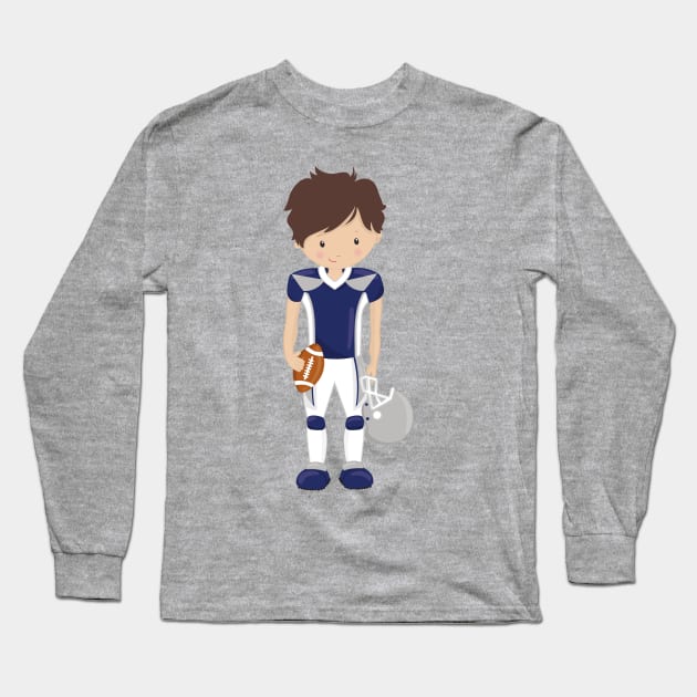 American Football, Brown Hair, Cute Boy, Rugby Long Sleeve T-Shirt by Jelena Dunčević